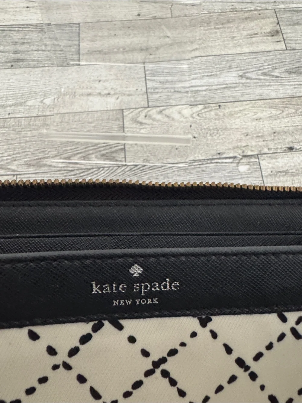 Kate Spade Black Leather Long 3/4 Zip Wallet